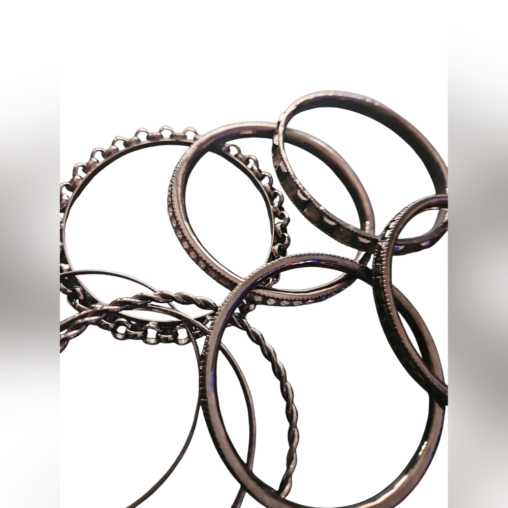 Bracelet Bangle 8pc. Set NEW. Dark Sikver Tone.